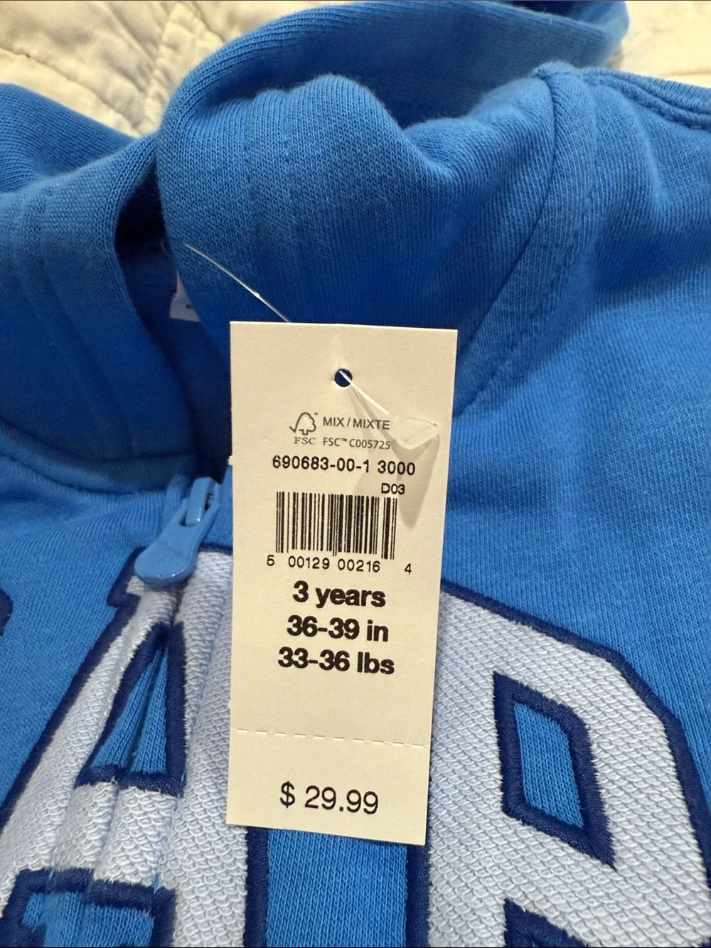 GAP Kids Royal Blue Zip Front Hoodie